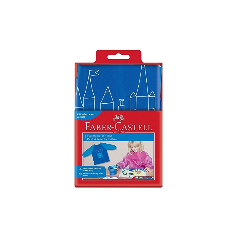 Faber-Castell Childrens Painting Aprons Blue Twin Pack, blue