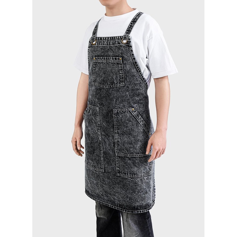 Tobyan Cotton Denim Apron Soft - Unisex Adjustable Bib Apron