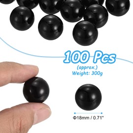 MECCANIXITY 100pcs 18mm Black Pearl Beads ABS Faux Pearls Vase Fillers 300g Ornament Filler for Crafts Centerpieces Jewelry Making Aquarium Decoration