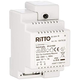 Ritto 1647600 Mains Transformer, REG, Bell Transformer, 8 V -230 V AC, Suitable for DIN Rails - Made in Germany