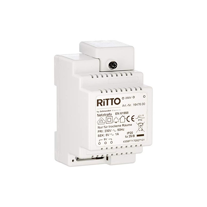 Ritto 1647600 Mains Transformer, REG, Bell Transformer, 8 V -230