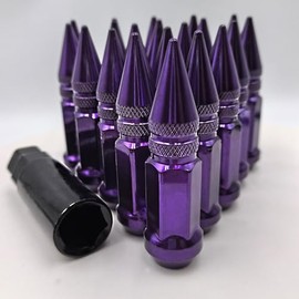NETFLBT M12x1.5 Lug Purple Nuts Lug,Spike Lug nut for Acura, Honda, Chevy, Hyundai, Toyota, Lexus, 20PCS 12x1.5 Lug Nuts with Socket Key.