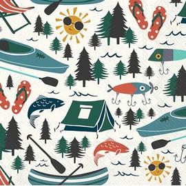 IHR Ideal Home Range - Servilletas desechables de 3 capas de papel para fiesta, 5 x 5 pulgadas, patrón Lake Life, 20 unidades