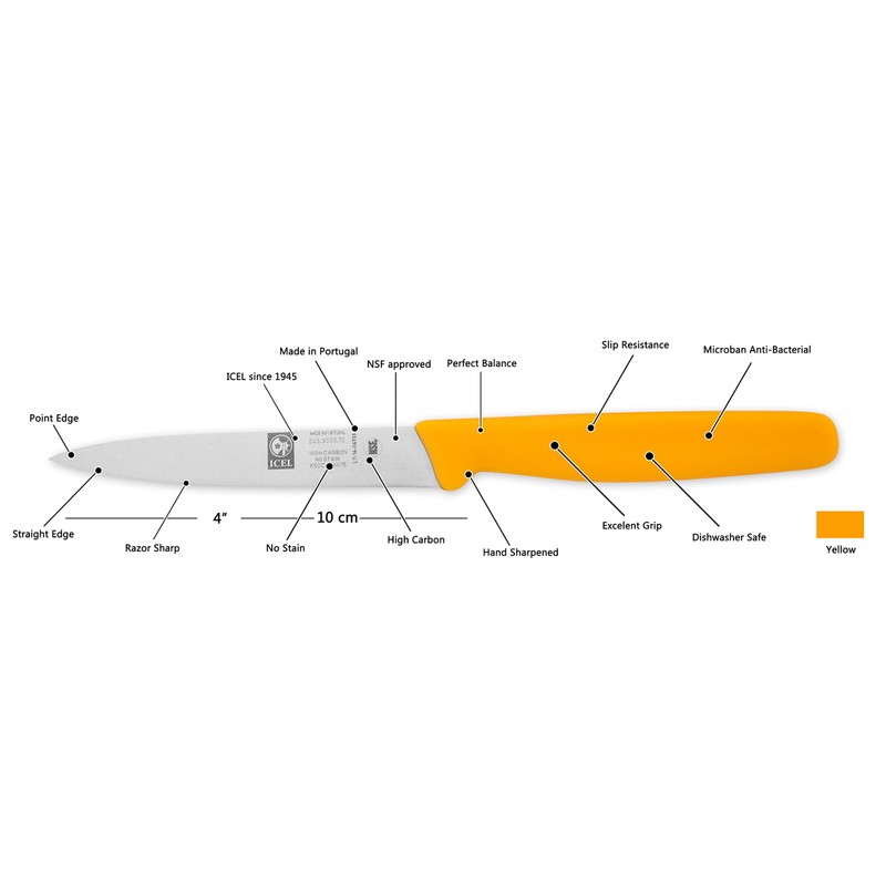 ICEL 4 Inch Paring Knife - Straight Edge, High Carbon