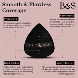 BLEND & SNAP Mini Velour Triangle Makeup Puff for Smooth & Flawless Coverage – Blotting Sponge for Foundation & Concealer/Powder Press Pad – Precision Tip for Easy Application (2-pack)