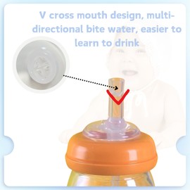 4Pcs Replacement Straws Compatible with NUK Learner Straw Cup 10oz，Cross V-port Design Silicone Gravity Ball Straw Replacment and Nipple Replacement Leak-Proof, BPA-Free, Easy to Clean