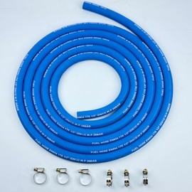 10FT Fuel Line Hose 1/2" 13mm High Pressure Hose 2.8Mpa 400PSI for Fuel Systems Engines Tube Hose Blue (Attached Hose Clamp)