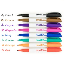 WallDeca Wet Erase Markers Fine Point, 8 Assorted Colors, Ultra Fine Point, Smudge-Free, Multipurpose