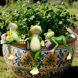 Znnhnn Hanging Frogs, Flower Pot, Hanging Frogs, Decorative Figures (Green-3)