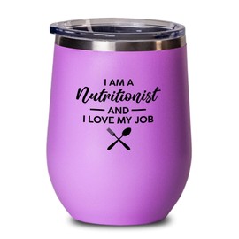 Dietitian Pink Edition Wine Tumbler 12oz - Nutritionist I Love My Job - Registered Dietitian Nutritionist Foodies Future Dietician Consultant Diet Plan Dietary