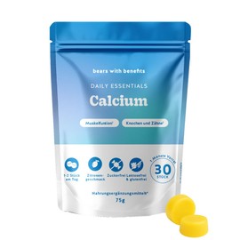 Calcium 500mg Gummies - Daily Essentials - Contributes to Normal Muscle Function, Bones and Teeth - 30 Pieces (1 Month Supply) - Sugar Free, Vegan - Bears with Benefits