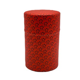 Noguchi Kumataro Tea Garden, Tea Canister, 5.3 oz (150 g), Washi Paper Sticker, With Middle Lid, Inden (Inden), Small Floral, Made in Japan, Fashionable (Red)