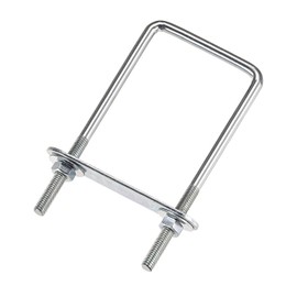 QUARKZMAN M6 x 50 x 150 mm Square U Bolt x 1 Set Carbon Steel U Bolt for Axle and Trailer Blades and Pipes Silver