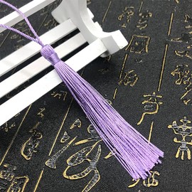 100 x 13 cm Silky Floss Bookmark Tassels, 2 Inch Cable Bow and Knots, Craft and Jewellery Making, in Light Purple