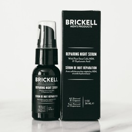 Brickell Men's Anti Aging Repairing Night Serum for Men, Natural and Organic, Vitamin C Face Serum to Repair Damaged Skin Cells, Diminish Wrinkles and Fight Inflammation, 30 ml, Scented