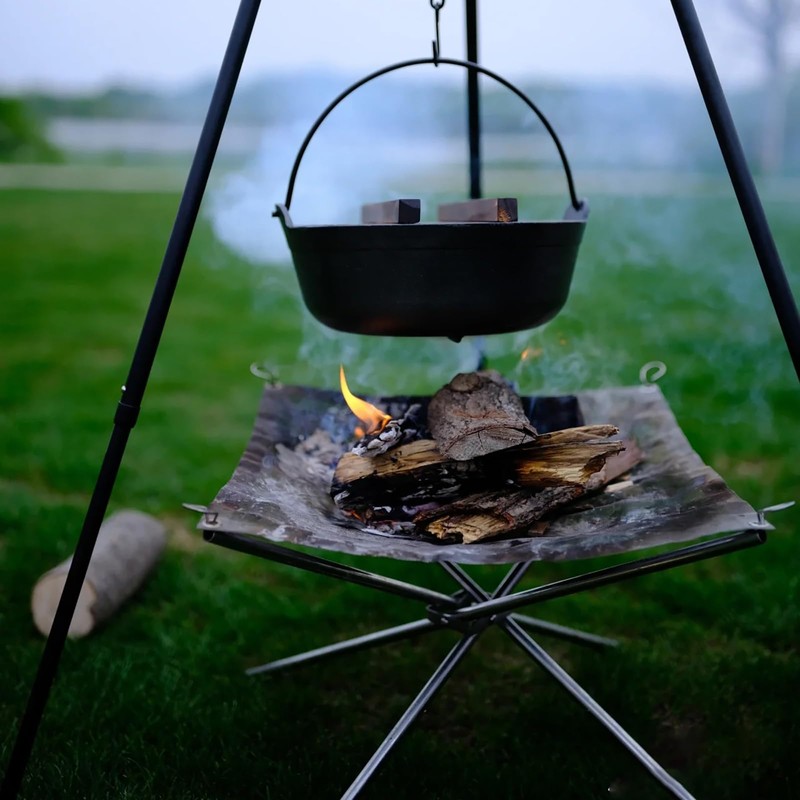 Portable Fire Pit, 22-inch Outdoor Camping Fireplace, Collapsible Stainless Steel