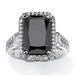 925 Sterling Silver Shiny Black Square Gemstone Cubic Zirconia Rings Diamond Rings for Women Jewelry Findings Earring Backs Findings (US Code 6)