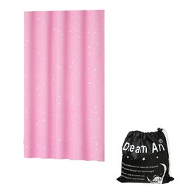 Dream Art Anywhere Temporary Portable Blackout Curtain/Adjustable Blackout Shades Blinds with Suction Cups for Bedroom or Travel Use,Silver Moon& Star Foil Print Pink Curtain,1pc…