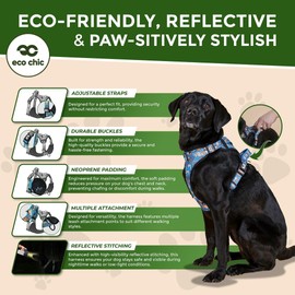 Eco Chic Recycled Comfort Pet Harness Adjustable No-Pull Reflective Padded Dog Vest Harness (Monkeys Mustard Large)