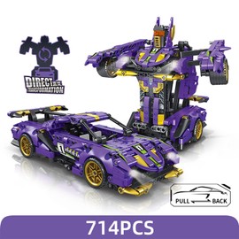 ODIPON Car Building Blocks Toys for Kids Adult 2 in 1 Transform into Robot Building Kit Pull Back Sports Race Cool Car Technical Model Set for Boys Girls Age 6+ (714 Pieces)