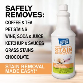 Motsenbocker's Lift Off 40503 Food, Drink, and Pet Stain Remover Eliminates Tough Stains from Multiple Surfaces, Excellent as a Pre-Wash Laundry Treatment, Water-Based, 32 Fl Oz, Pack of 1