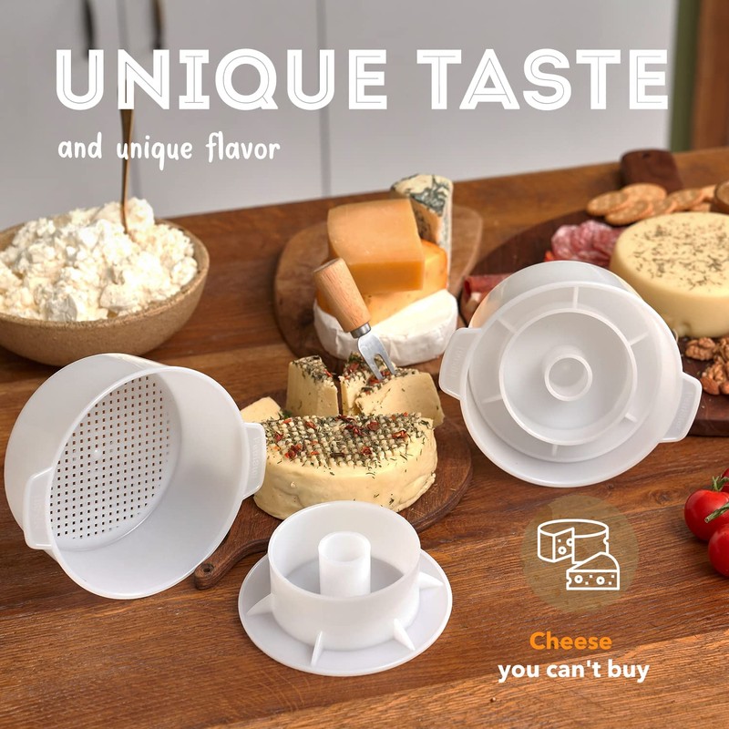 2 pcs Cheese Mold with a Follower Piston and Cheesecloth