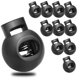 Pack of 10 Cord Stoppers, Cord Clamp, Single Hole Plastic Cord Clamp, Black Cord Stopper, Band Clamp for Jacket, Sportswear, Backpack