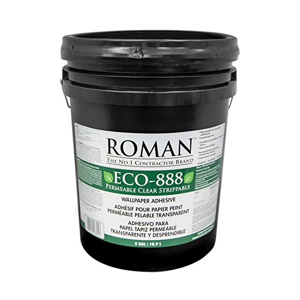 ROMAN Products 018805 ECO-888 Strippable Wallpaper Adhesive, 5 Gal, 1,500