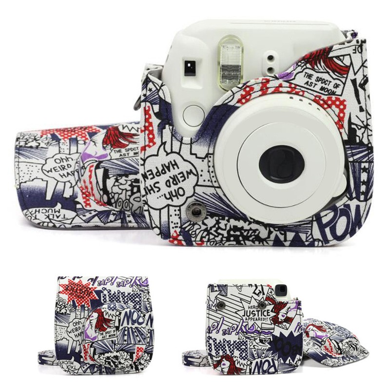 Instant Camera Case Comic Style PU Leather Protective Storage Bag