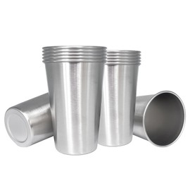 GOBATT 16OZ 12pack Stainless Steel Pint Cups Shatterproof Cup Unbreakable Tumblers -Metal Cups - Stackable Durable cup，Chilling Beer Glasses, for Travel, Outdoor, Camping, Everyday，Restaurant