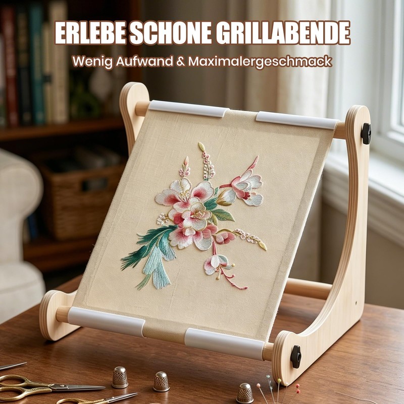 Exsulity Adjustable Embroidery Table Stand, Wood Embroidery Hoop Holder