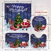 Christmas Bathroom Sets with Shower Curtain and Rugs, Deer Santa