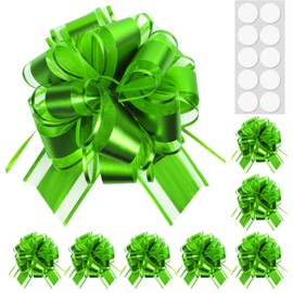 SZXFUWEI Pull Bows for Gift Wrapping: 8 PCS 6-Inch Waterproof Green Bows - Reusable Christmas Ribbon Bow for Wrapping Boxes & Decorative Accents