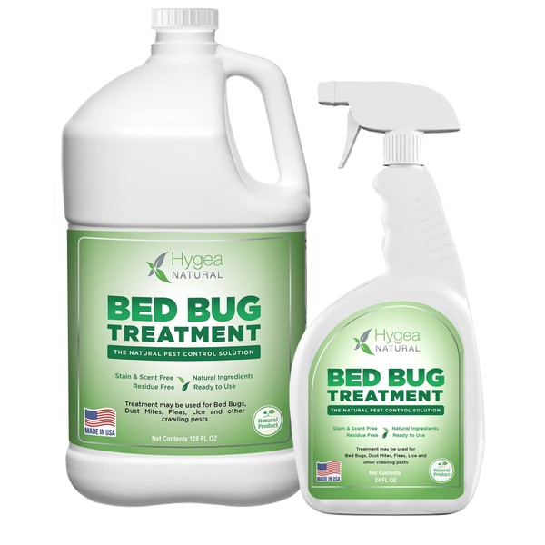 Hygea Natural Bed Bug Spray DIY Kit- Lice Spray Treatment- Non-Toxic, Odorless,Safe for children and pets, All water safe surfaces- At home extermiantion with guide- Includes bed bug spray and Refill