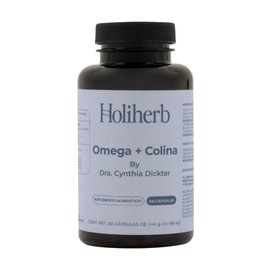 Holiherb Omega 3 con DHA 650mg + EPA 200mg y Colina 450mg | Con Metilfolato 400mcg | Apoyo Cerebral y Desarrollo Cognitivo