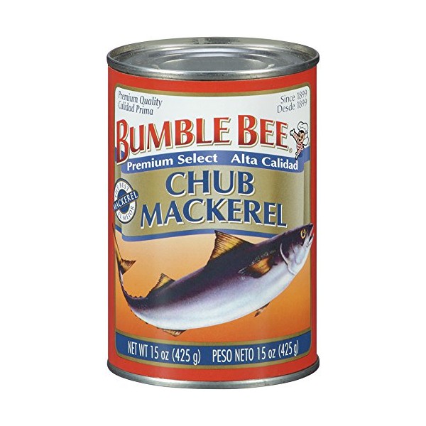 BUMBLE BEE Chub Mackerel, 15 Ounce Can (Pack of 12), Canned Mackerel, High Protein, Keto Food, Keto Snack, Gluten Free, Paleo Food, Canned Food