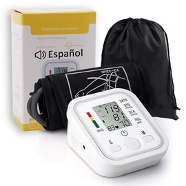 Baumanómetro digital de brazo，Monitor de presión arterial con diagnóstico fonético español y Bolsa de Almacenamiento,Fácil de transportar y almacenar, Muy adecuado para personas mayores