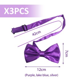 3 Pieces Men'S Bow Ties, Dress Decorative Bow Ties, Shirt Bow Ties, Adjustable Bow Ties, Clothing Accessories