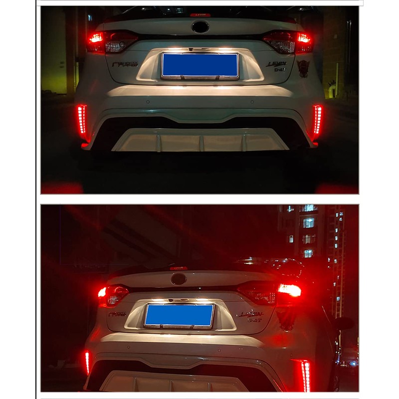 PGTOPONE Red LED Rear Bumper Reflectors Fog Brake Tail Light
