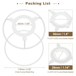 PATIKIL 4.3 Inch Lamp Shade Ring, 4 Set Lamp Shade Frame with E27 to E26 or E17 Adapter Lampshade Frame Wire for DIY Drum Lampshade Table Floor Lamp