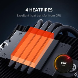 ID-COOLING IS-53-XT Black Low Profile CPU Cooler 53mm Height, 4 Heatpipes, 92mm PWM Fan, All-Black Design, Compatible with Intel LGA1851/1700/1200/115X & AMD AM5/AM4