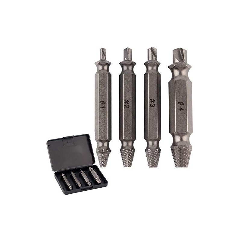 4PC Damaged Screw Extractor Drill Bits Set Easy Out Stripped