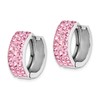 925 Sterling Silver Pink Preciosa Rhinestone Crystals Hinged Huggie Small