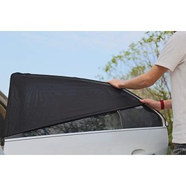 Car Window Shades - Blocks 92% UVA & UVB Rays - Covers Rear Windows - Still Open Windows with Shade ON - Premium Quality Car Sun Shades - Fit Max (door): H80x110cm - Universal Easy Fit - Pack of 2