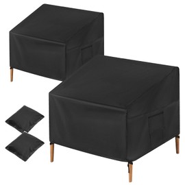 M METERXITY 2-Pack Patio Chair Covers 35"Lx38.2"Wx29.1"H, Outdoor Furniture Covers Waterproof Stackable Oxford Chair Protectors for Swivel Lounge/Lawn Furniture/Wicker Garden/Dining [Black]