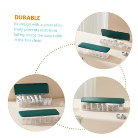 COHEALI Dustproof Cable Organizer Box with Lid Multi Grid Cord Storage Holder for Desk and Office Green Cable Management Box with Separate Compartments for Organization