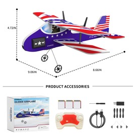 Carox RC Airplane for Kids with 3 Batteries, USA Flag Design Biplane with LED Light, Easy to Fly Outdoor Remote Control Plane Toy for Boys Girls, Gift for Ages 6+