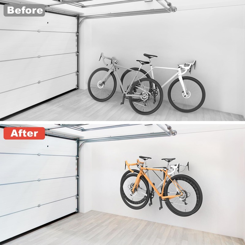 WALMANN Wall Mount Horizontal Bike Rack, Foldable Bicycle Storage, 4