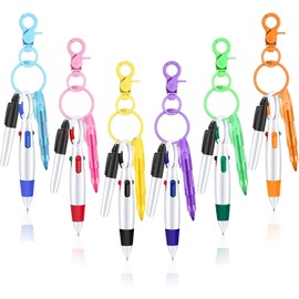 yadiana Mini Nurse Pen Set, Multicolor Pen in One, Retractable Ball Pens Permanent Marker Pens and Tip Highlighter Set, Keychain Pen Badge Pens Gift for Nurses（6 Packs）