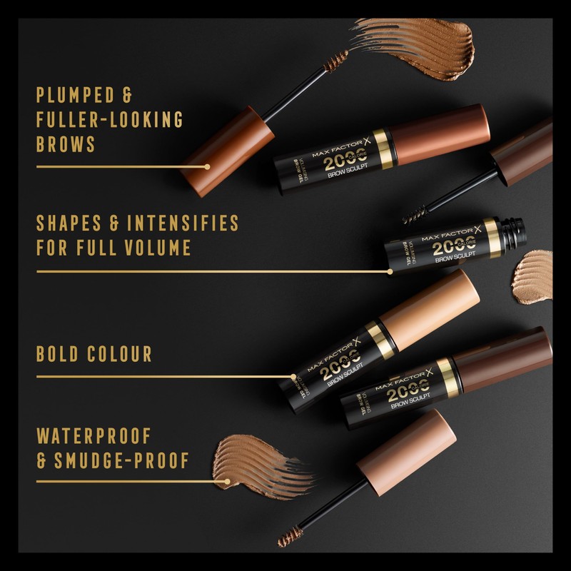 Max Factor 2000 Calorie Volumising Brow Sculpt Gel, Long-Lasting, Plumped